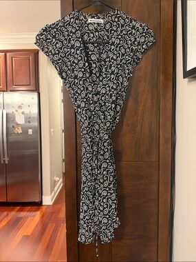 Reformation Black & White Spiral Mini Wrap Dress - Radley Ref Dress